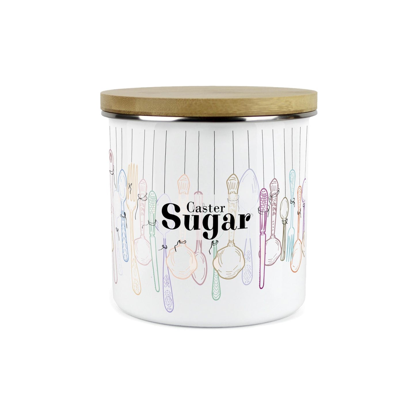 Vintage Cutlery Caster Sugar Storage Canister - Enamel Kitchen Container