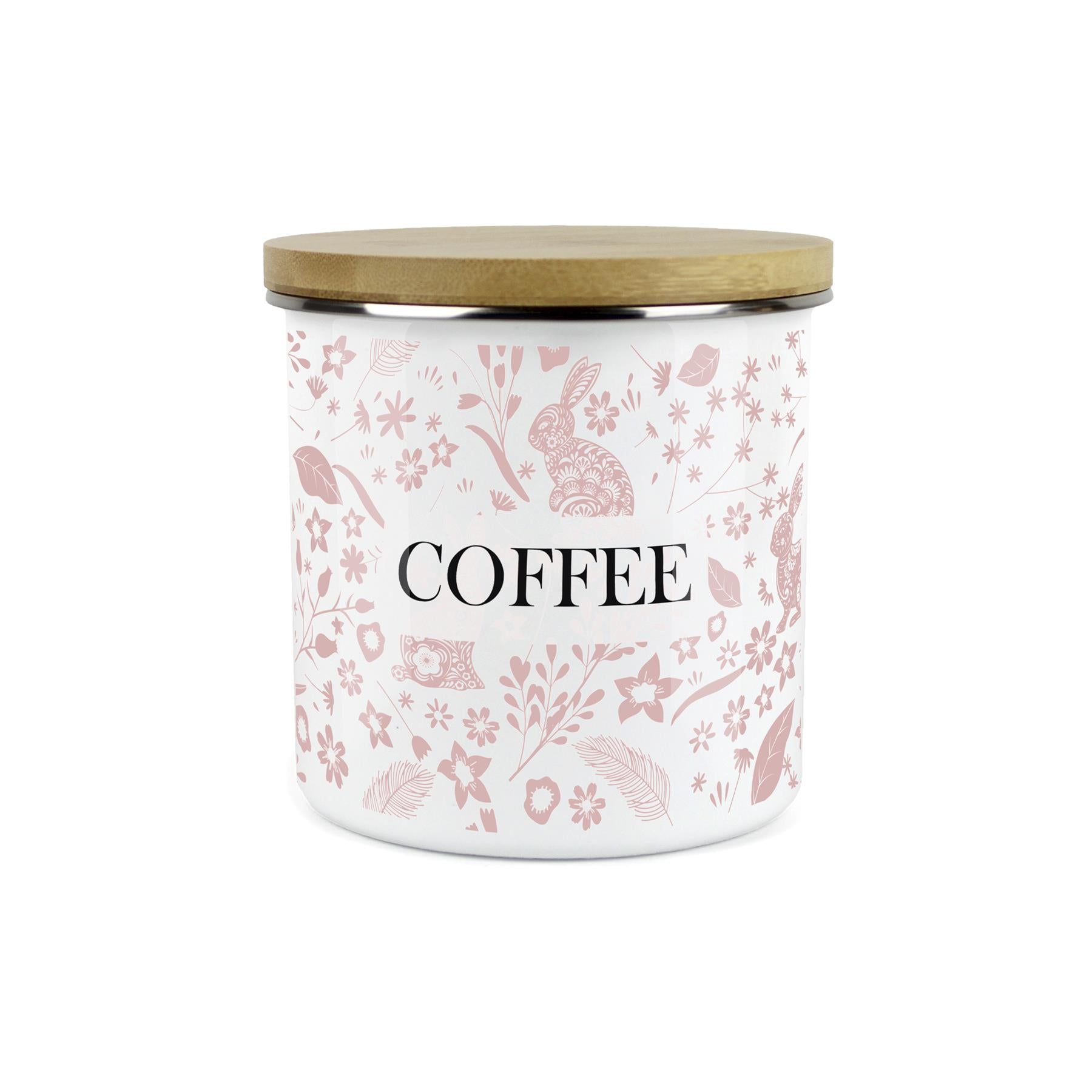 Wild Rabbits Coffee Storage Canister - Pink Enamel Food/Drink Container