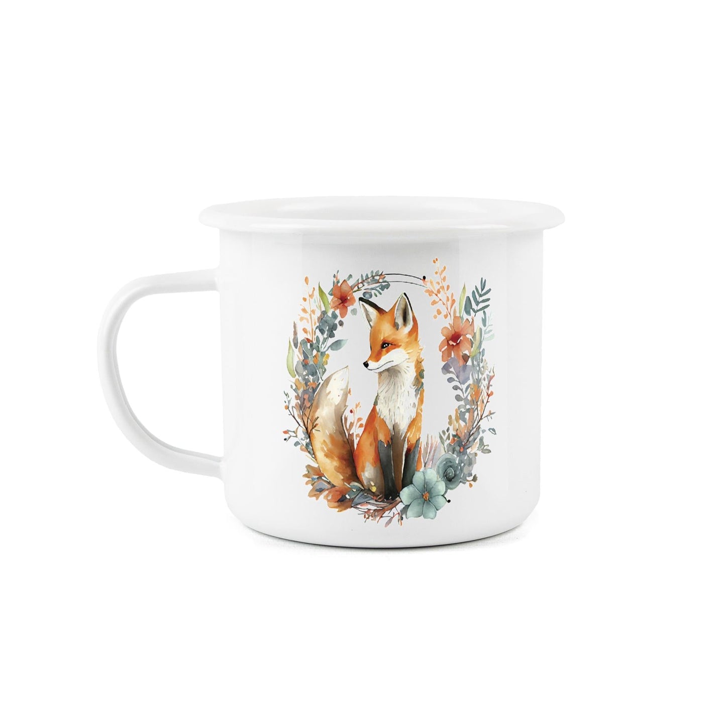 Floral Fox Enamel Mug