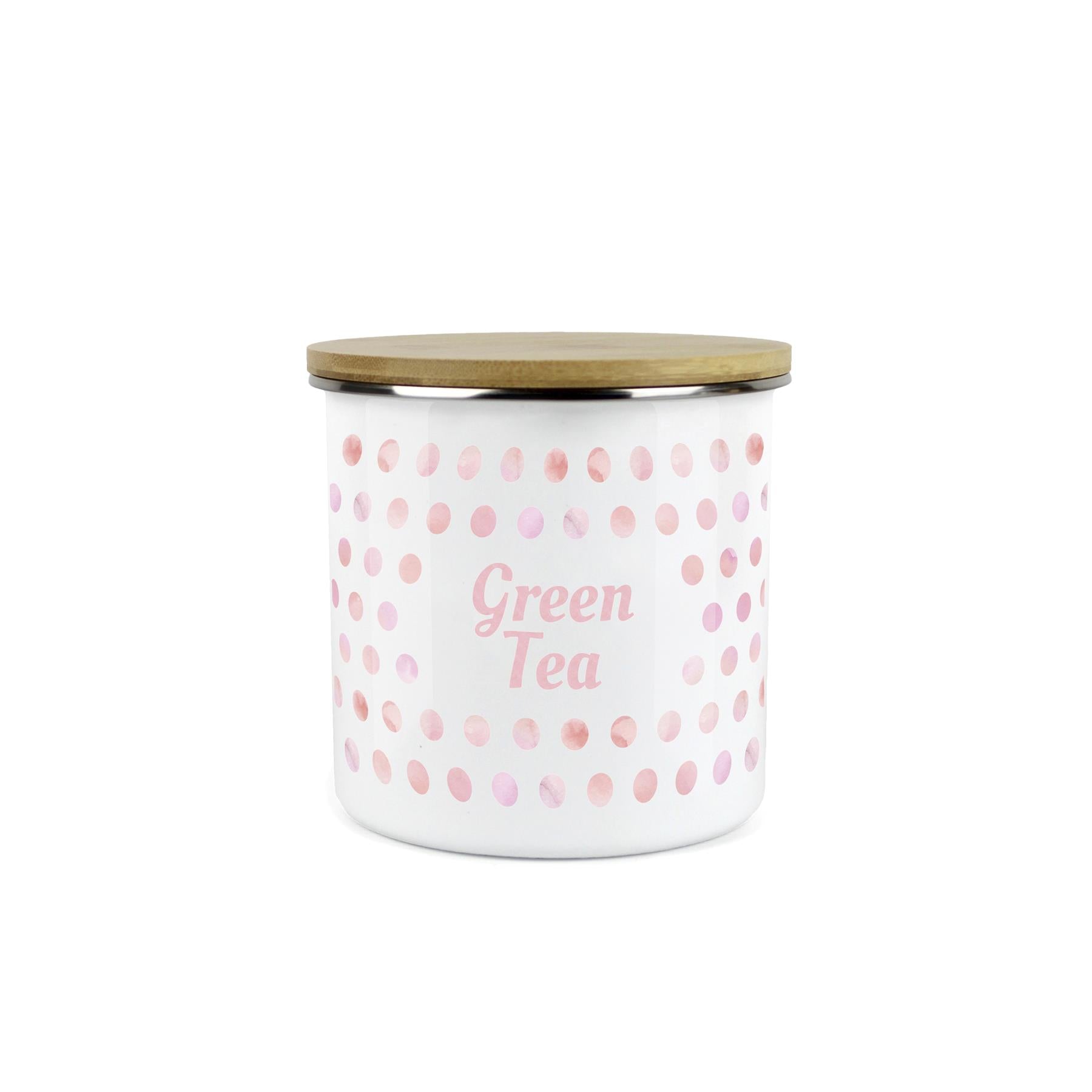 Purely Home Kitchen Polka Dot Pink Food Storage Canister - Green Tea
