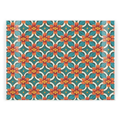 Orange Floral Tile Large Worktop Protector