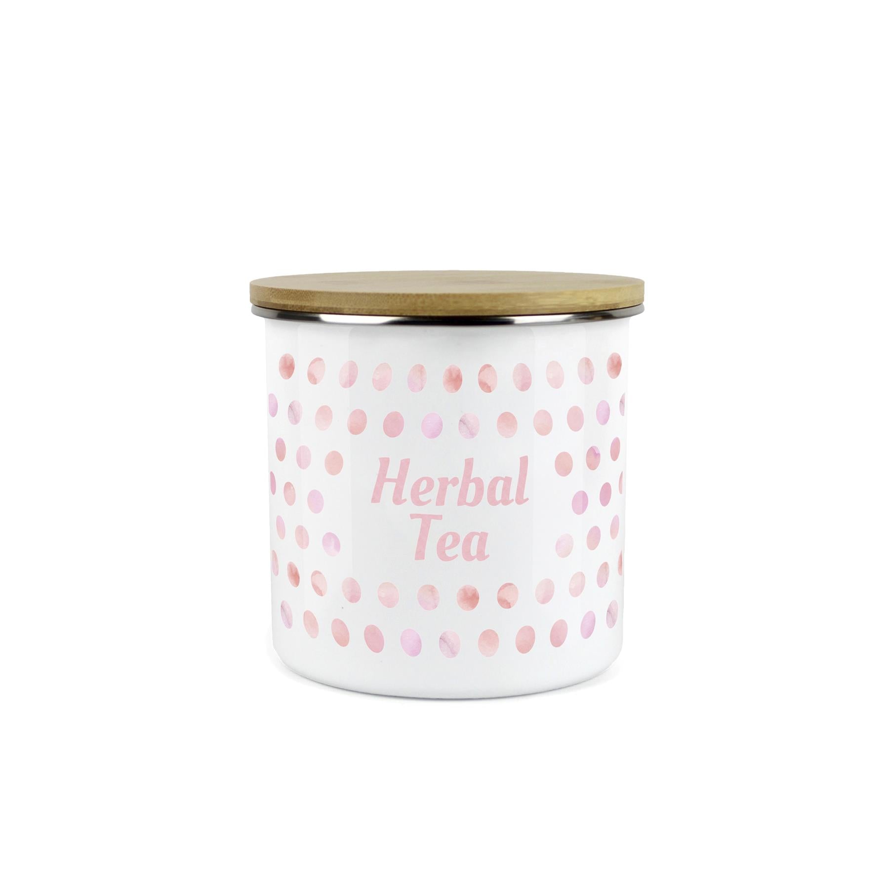 Purely Home Kitchen Polka Dot Pink Food Storage Canister - Herbal Tea