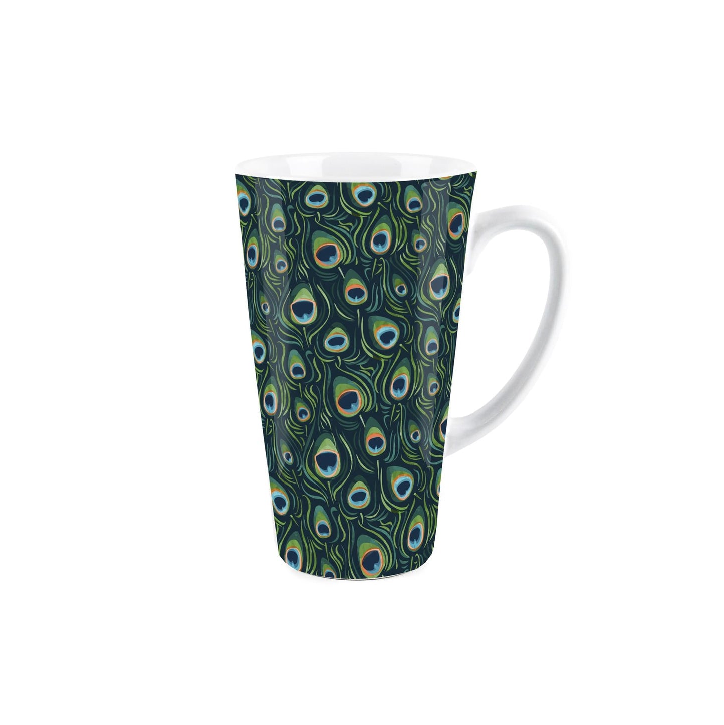 Peacock Feathers Large Latte Mug
