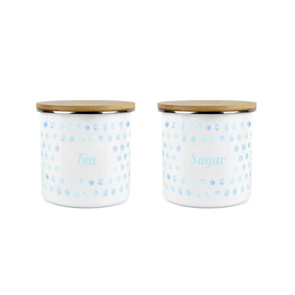 Purely Home Polka Dot Aqua 2pc Food Storage Canister Set - Tea & Sugar