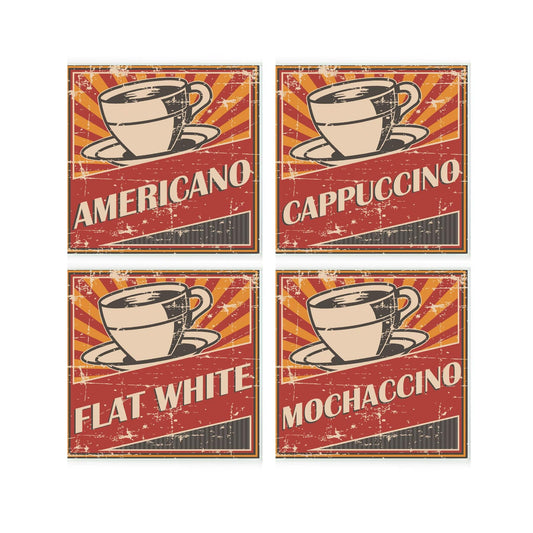 Retro Drinks Square Glass Coasters