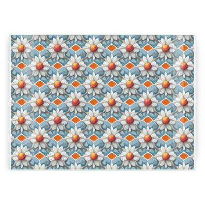 Blue Floral Tile Large Worktop Protector