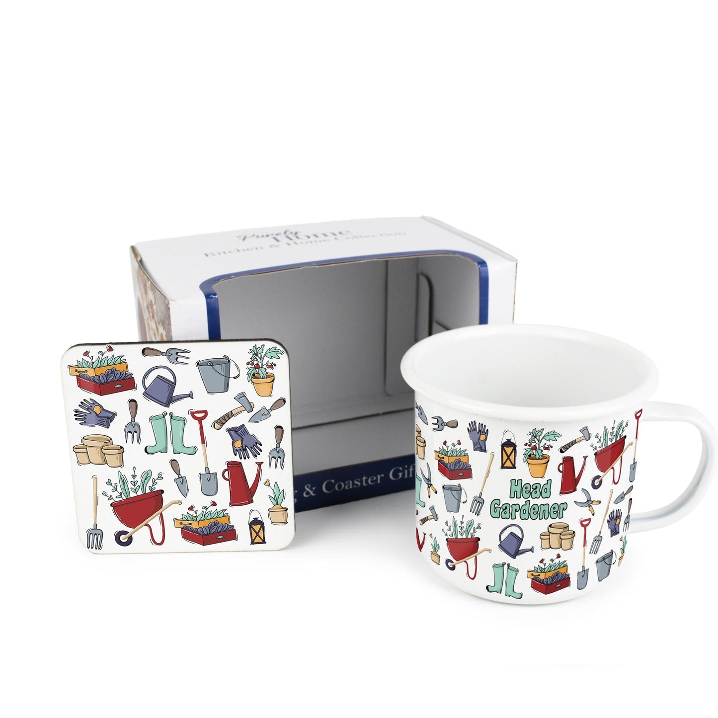 Head Gardener Enamel Mug & Coaster Gift Set
