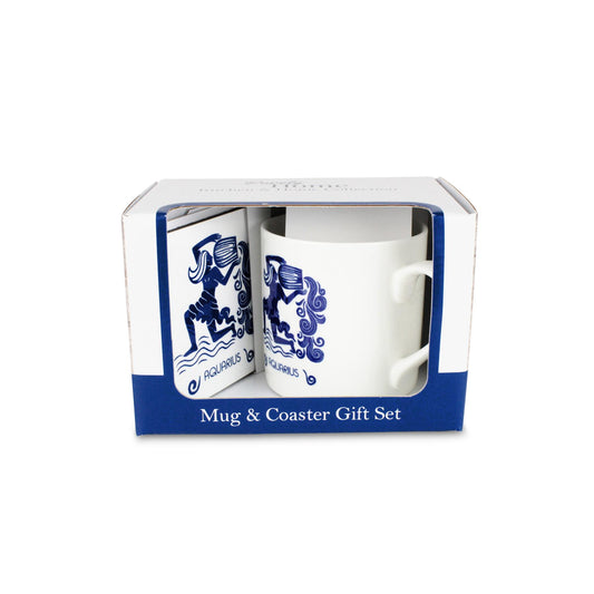 Colourful Star Sign Zodiac Mug & Coaster Gift Set