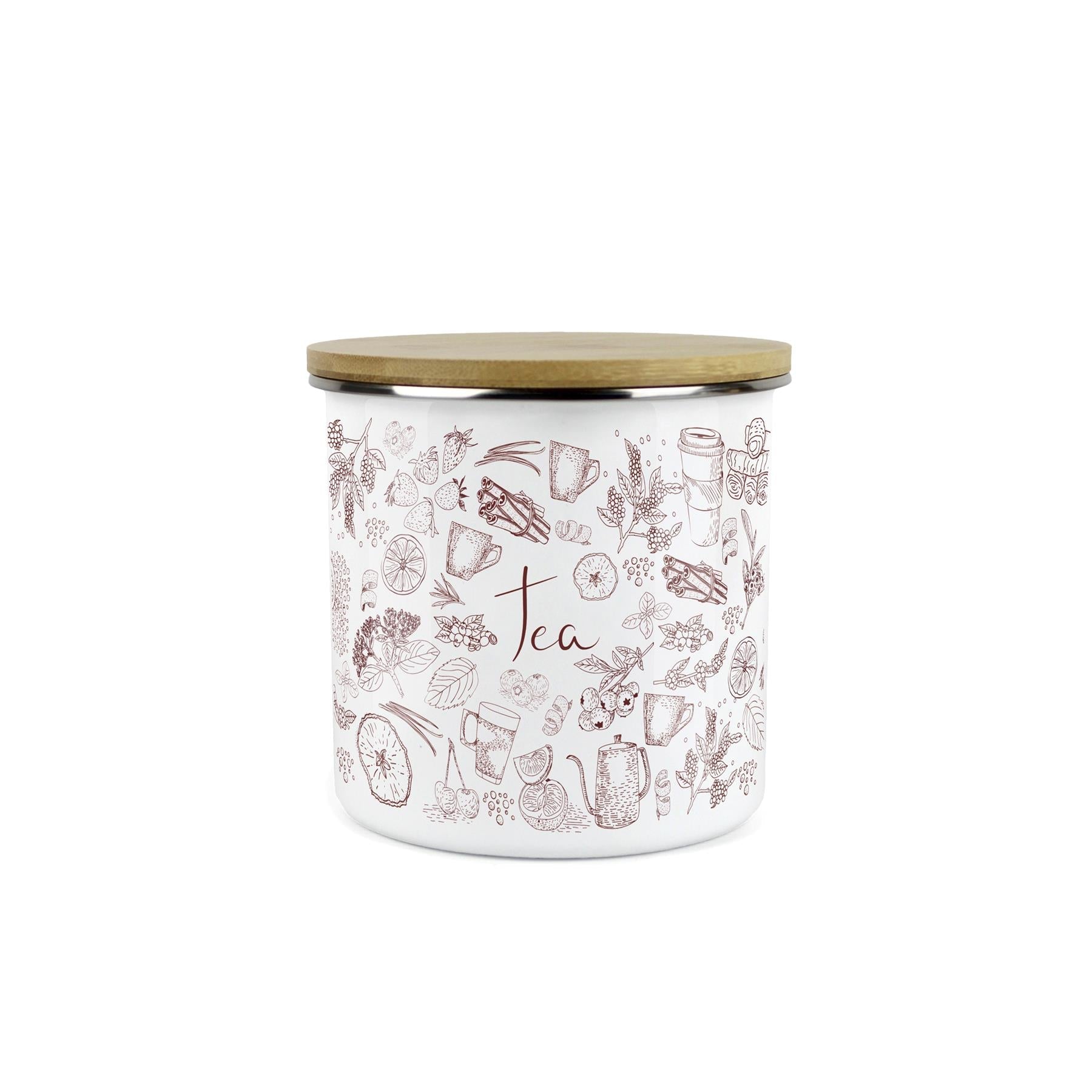 Enamel Rustic Tea Storage Canister - Kitchen Storage Jar
