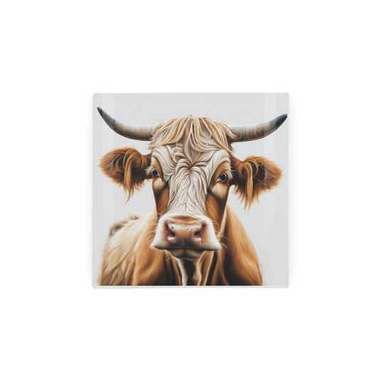 Hot pot stand with highland cow face design.