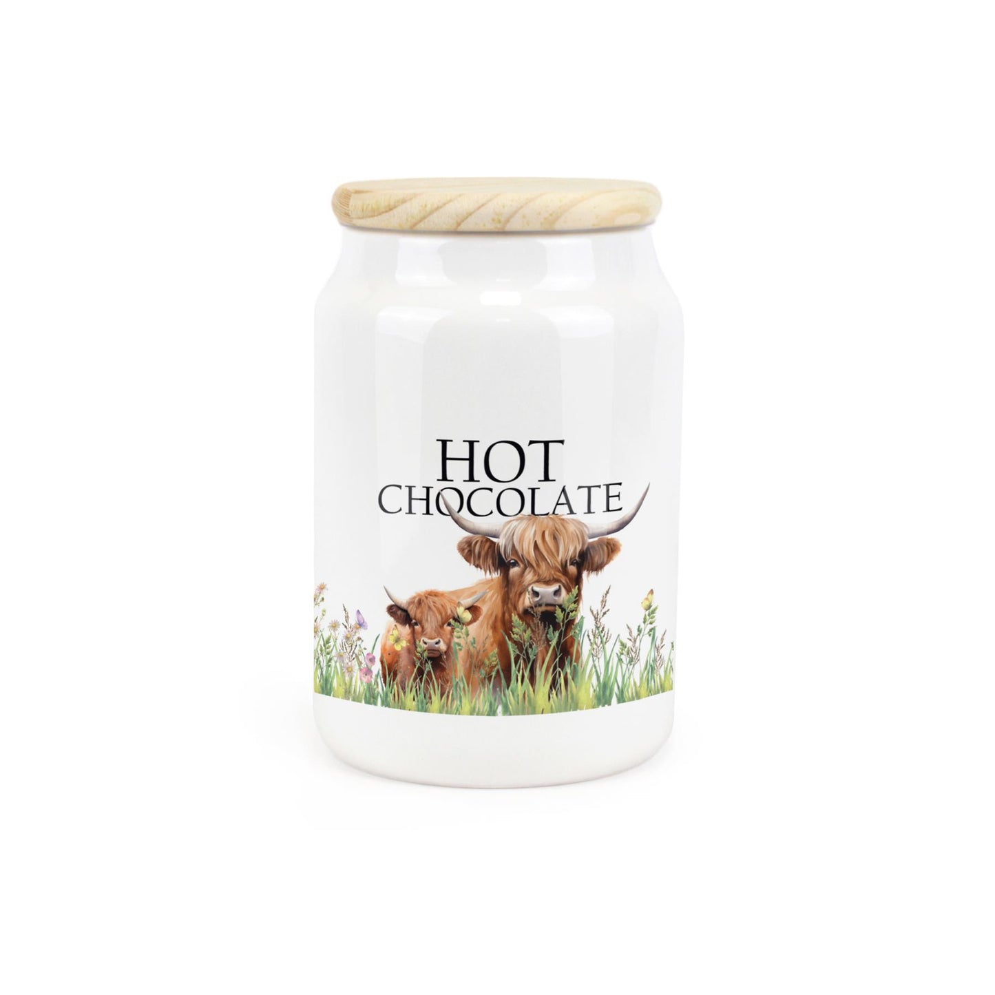 Highland Cow & Calf Ceramic Canister