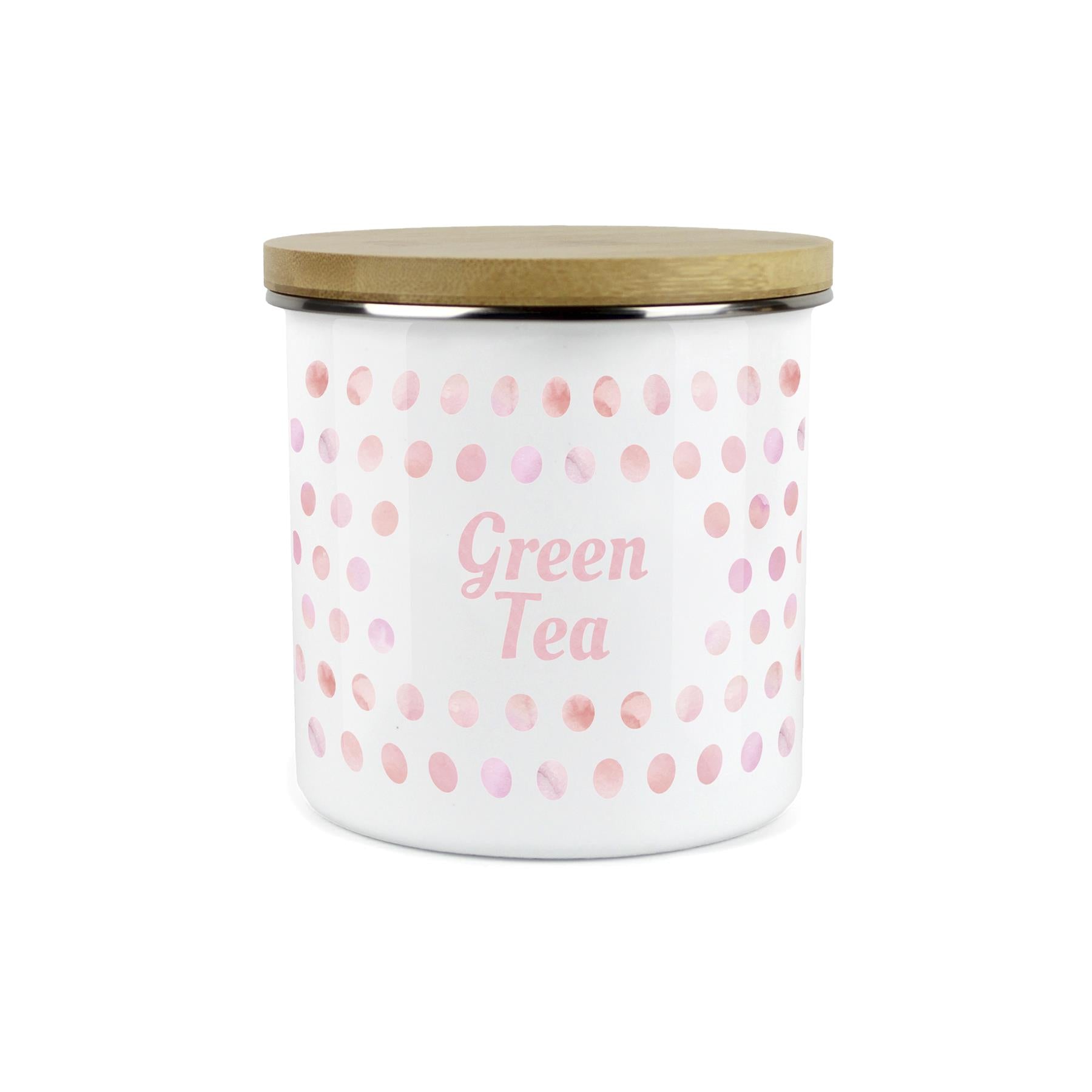 Purely Home Kitchen Polka Dot Pink Food Storage Canister - Green Tea