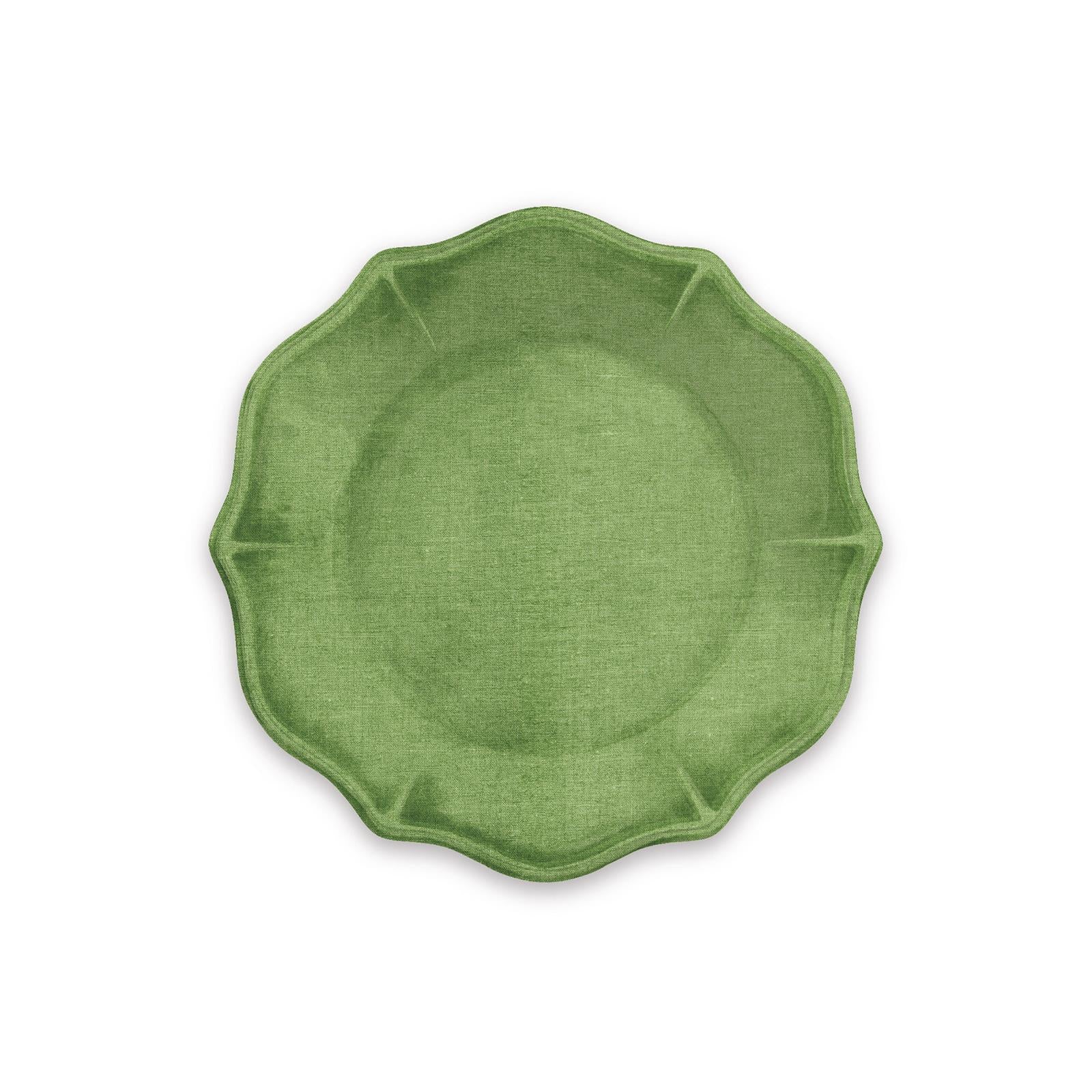 Green melamine side plate with floral indentation pattern
