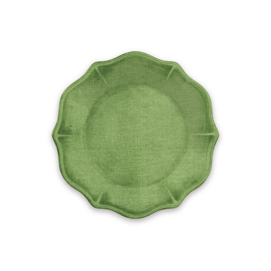 Green melamine side plate with floral indentation pattern