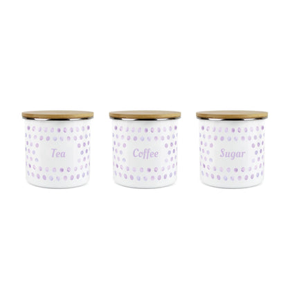 Purely Home Polka Dot Lilac 3pc Food Storage Canisters - Tea, Coffee & Sugar