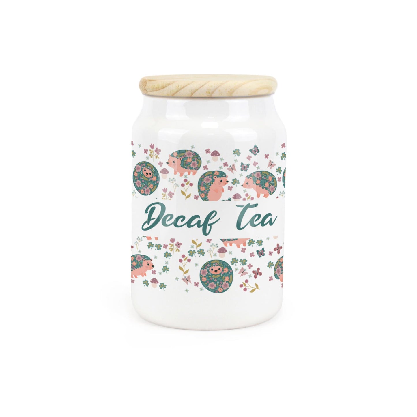 Hedgehogs & Flowers Ceramic Canister