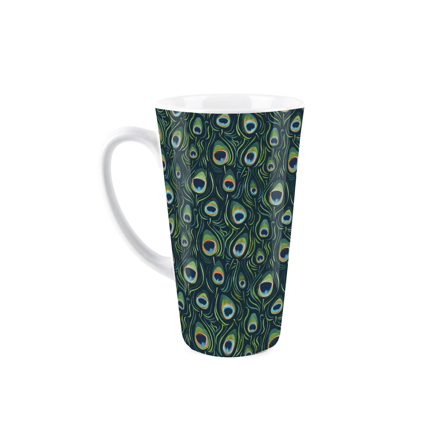 Peacock Feathers Large Latte Mug