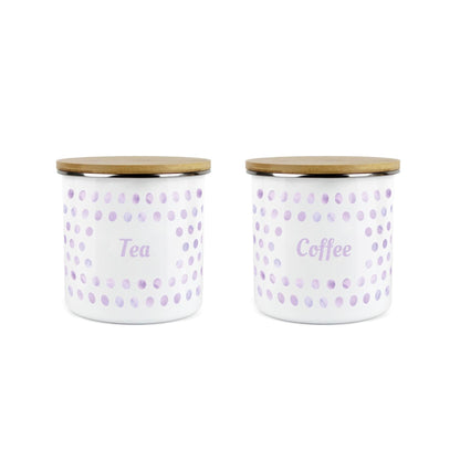 Purely Home Polka Dot Lilac 2pc Food Storage Canisters - Tea & Coffee