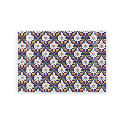 Textured worktop protector with eye-catching floral tiles.