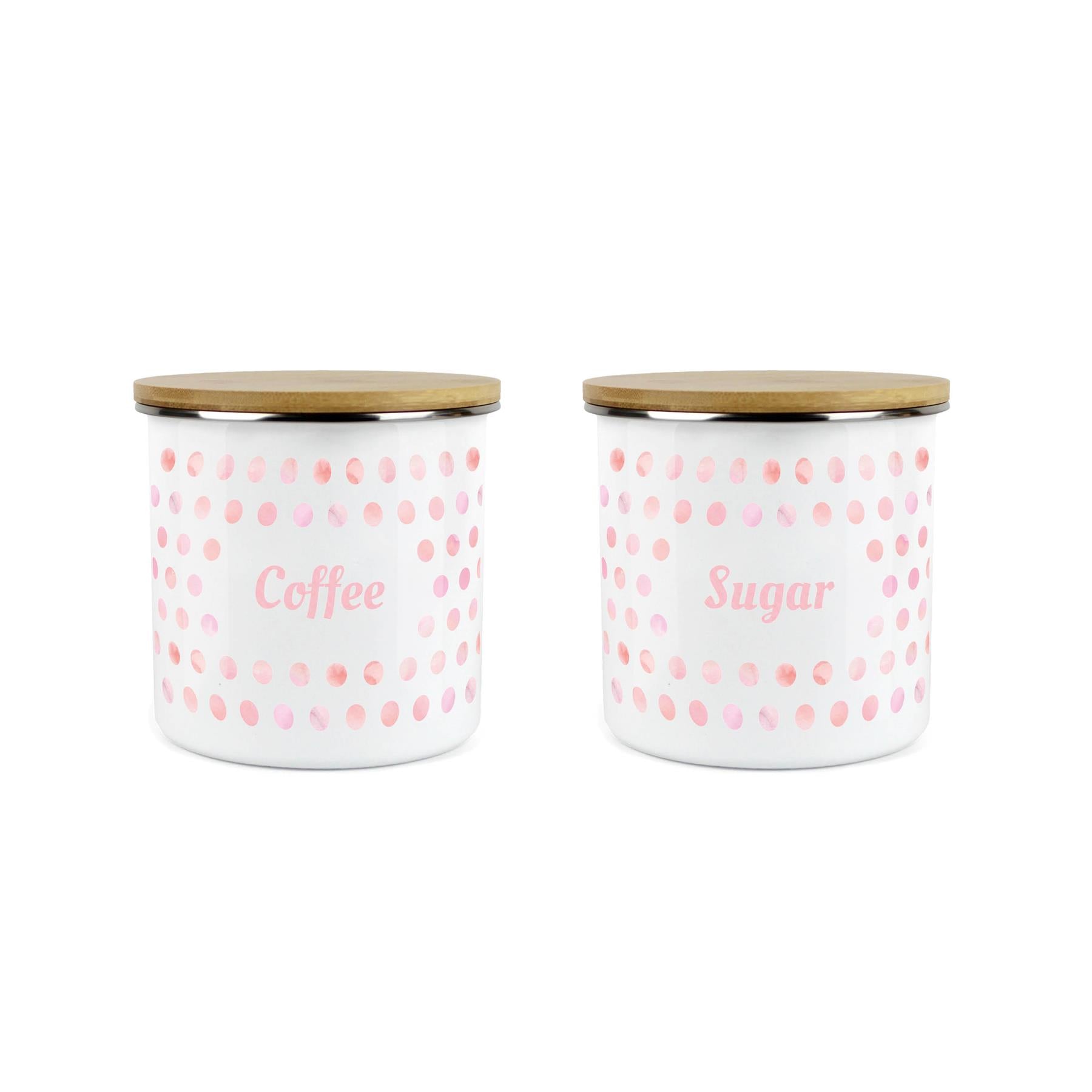 Purely Home Kitchen Polka Pink Food Storage Canister 2pc - Coffee and Sugar