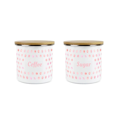 Purely Home Kitchen Polka Pink Food Storage Canister 2pc - Coffee and Sugar