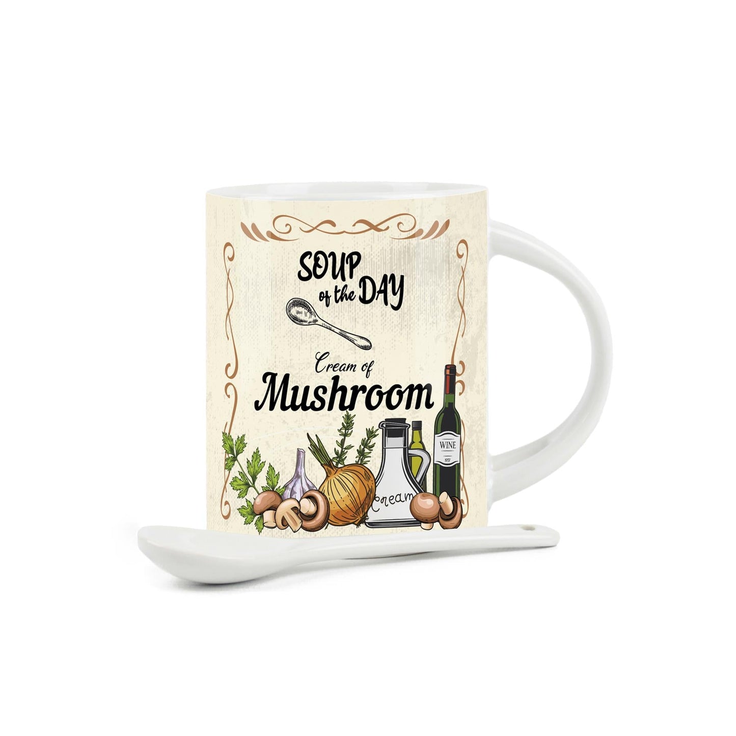 Cream of Mushroom Soup Mug & Spoon Set