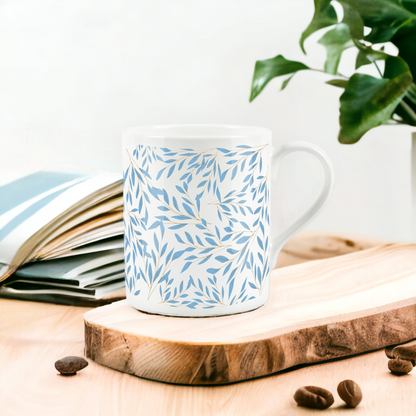 Blue Leaves Pattern Small Mug