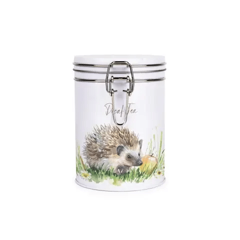 Hedgehog & Apple Metal Clip Lid Canister