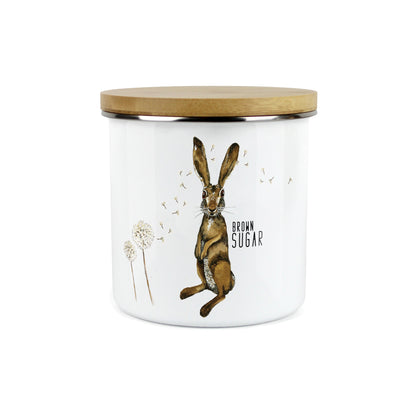 Hares & Dandelions Large Enamel Canister by Rhiannon Chauncey