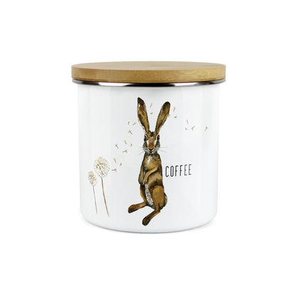 Hares & Dandelions Large Enamel Canister by Rhiannon Chauncey