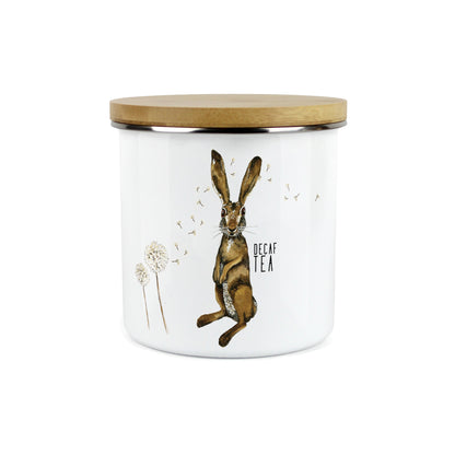 Hares & Dandelions Large Enamel Canister by Rhiannon Chauncey
