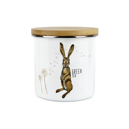 Hares & Dandelions Large Enamel Canister by Rhiannon Chauncey