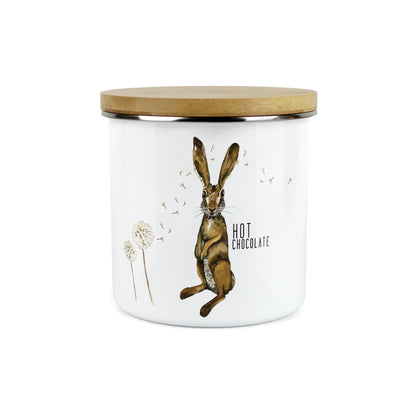 Hares & Dandelions Large Enamel Canister by Rhiannon Chauncey