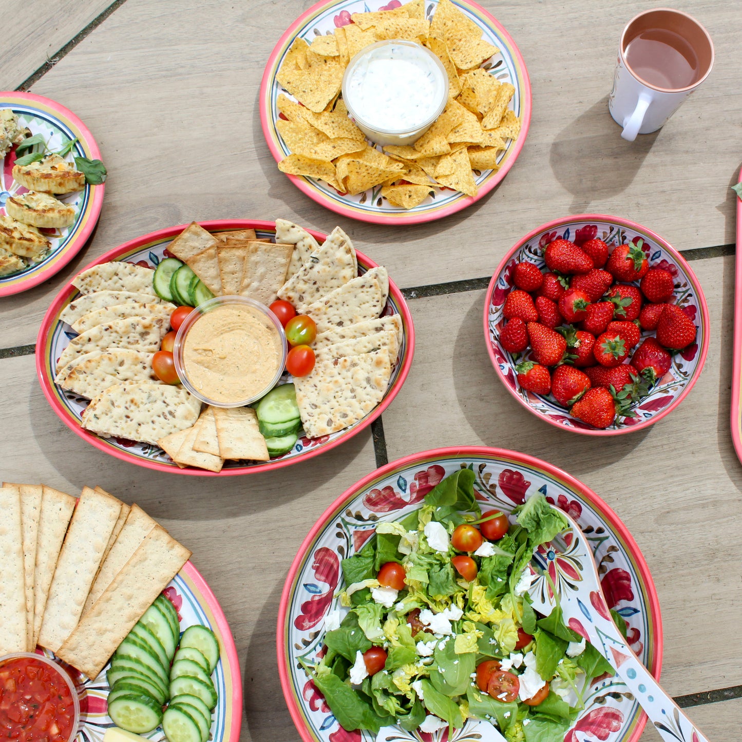 Mediterranean Melamine Round Serving Platter
