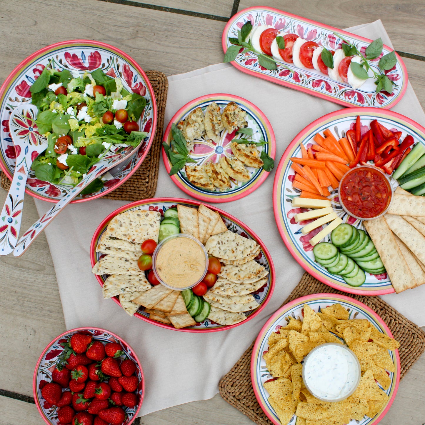 Mediterranean Melamine Salad Serving Bowl