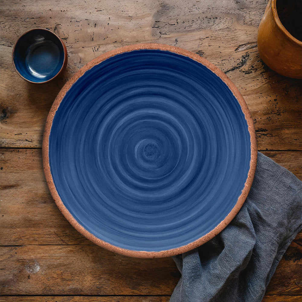 Rustic Swirl Indigo Melamine Dinner Plate