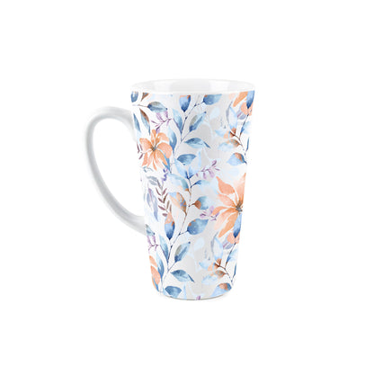 Blue & Orange Flowers Large Latte Mug