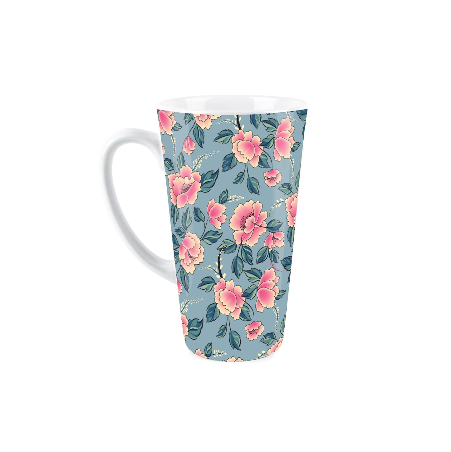 Floral with Leaves Large Latte Mug