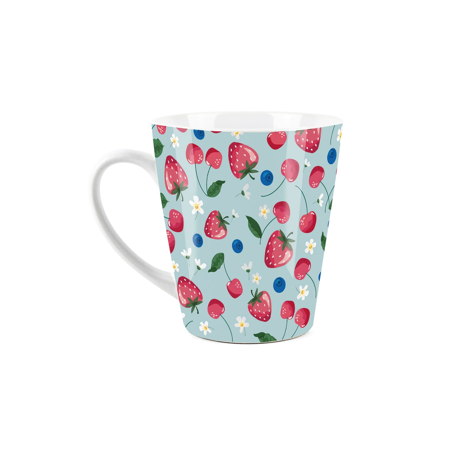 Blue Strawberries & Blueberries Small Latte Mug