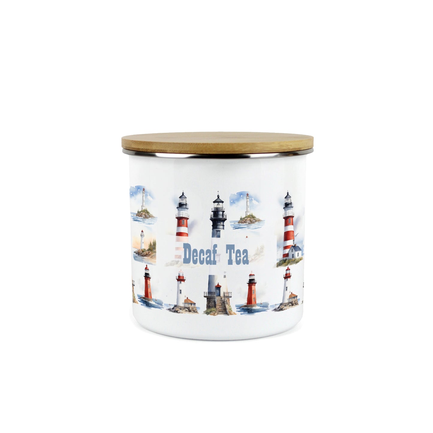 Watercolour Lighthouses Medium Enamel Canister