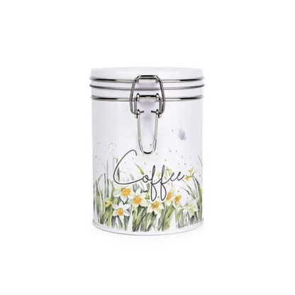 Spring Time Daffodils Metal Clip Lid Canister