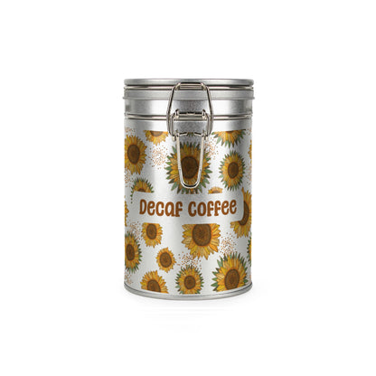 Bright Sunflower Silver Metal Clip Lid Canister