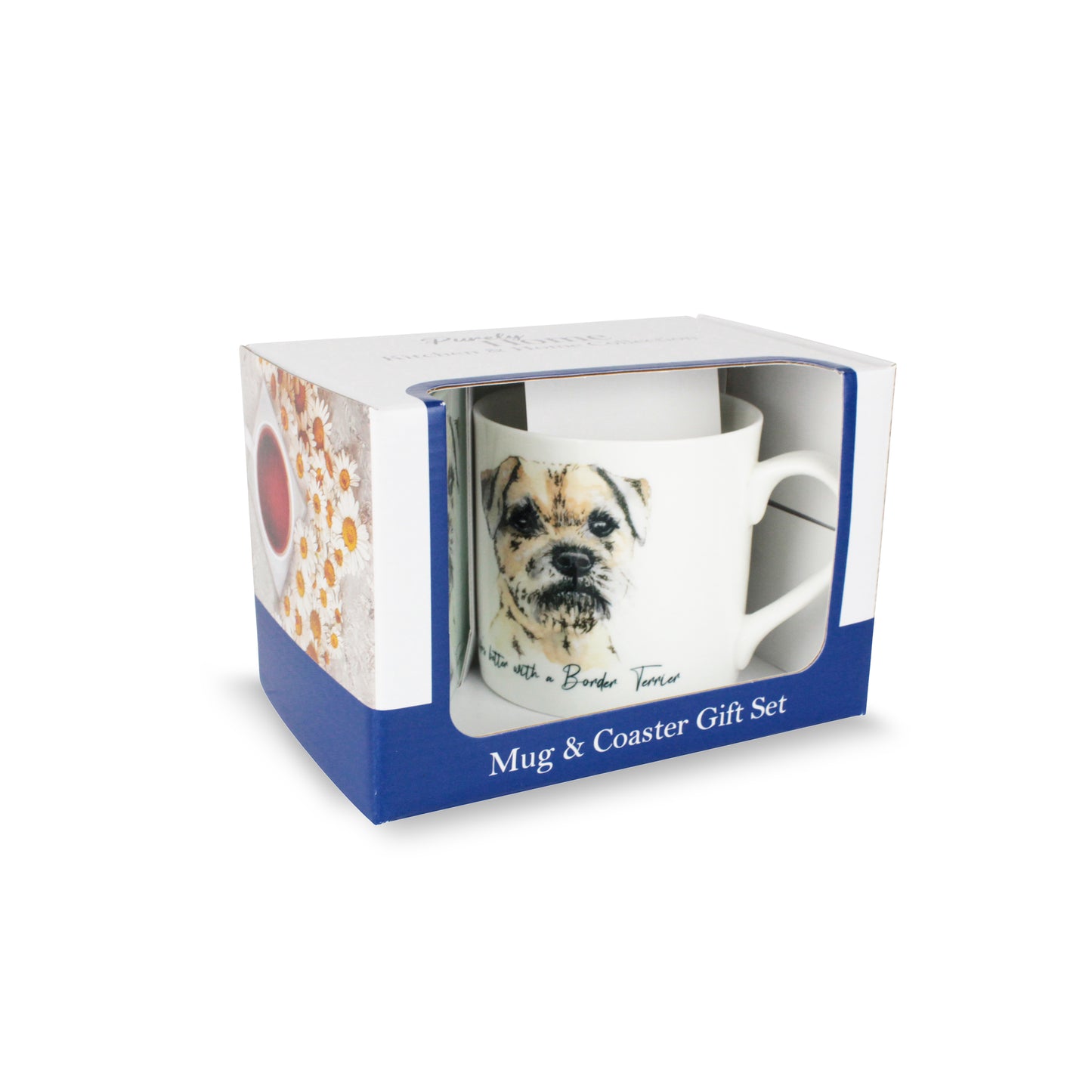 "Life's Better with a Border Terrier" Mug & Coaster Gift Set by Rhiannon Chauncey