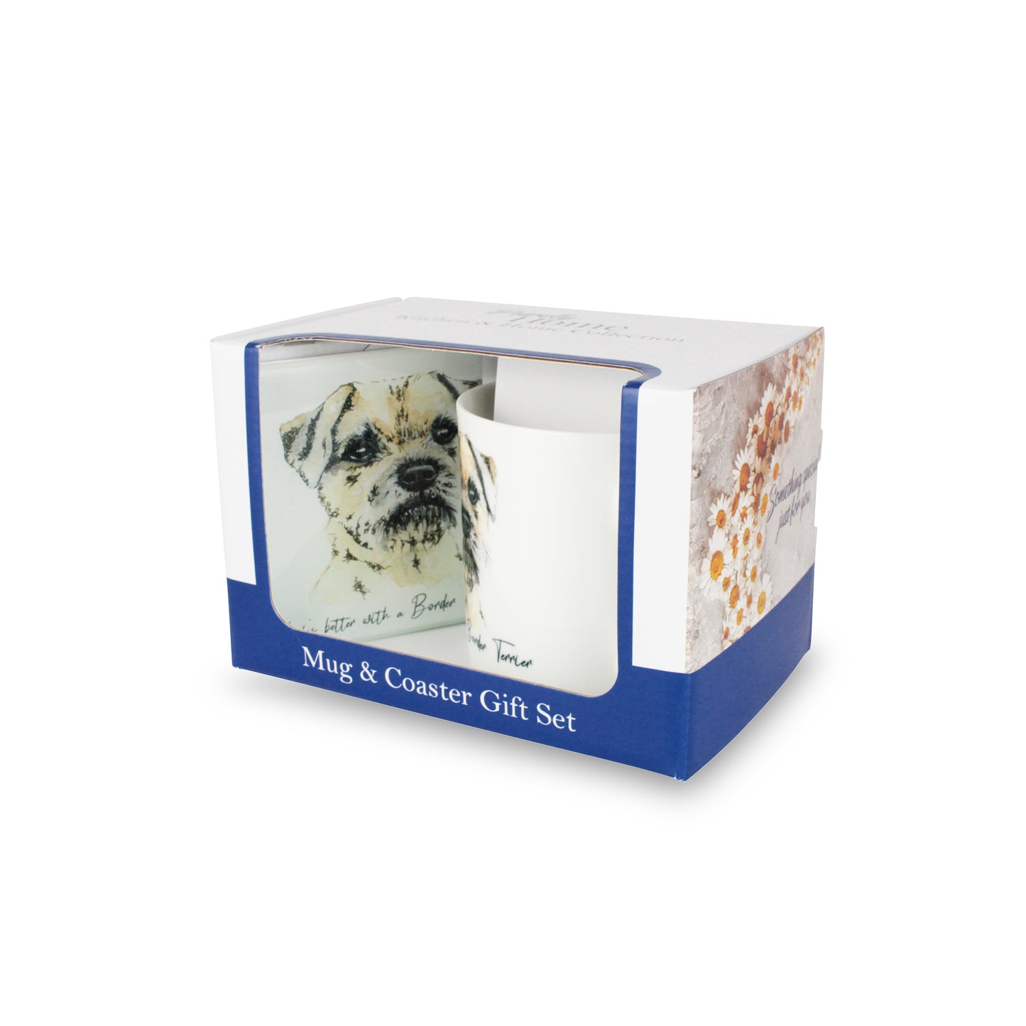 "Life's Better with a Border Terrier" Mug & Coaster Gift Set by Rhiannon Chauncey