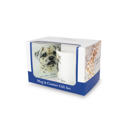 "Life's Better with a Border Terrier" Mug & Coaster Gift Set by Rhiannon Chauncey