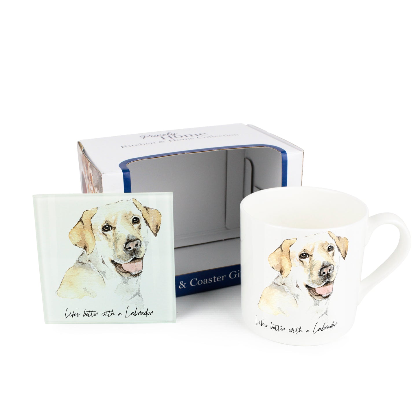 "Life's Better with a Labrador" Mug & Coaster Gift Set by Rhiannon Chauncey