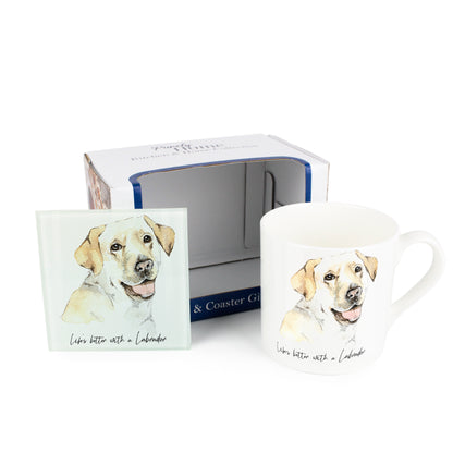"Life's Better with a Labrador" Mug & Coaster Gift Set by Rhiannon Chauncey