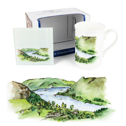 Lake Windermere / Lake District Mug & Coaster Gift Set by Rhiannon Chauncey