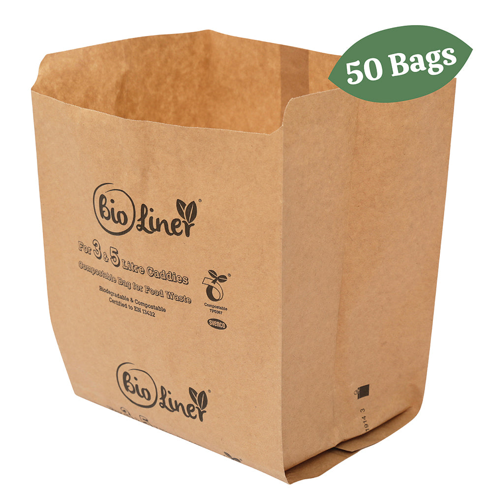 3/5L Paper Compostable Caddy Liners (Small) - Pack of 50