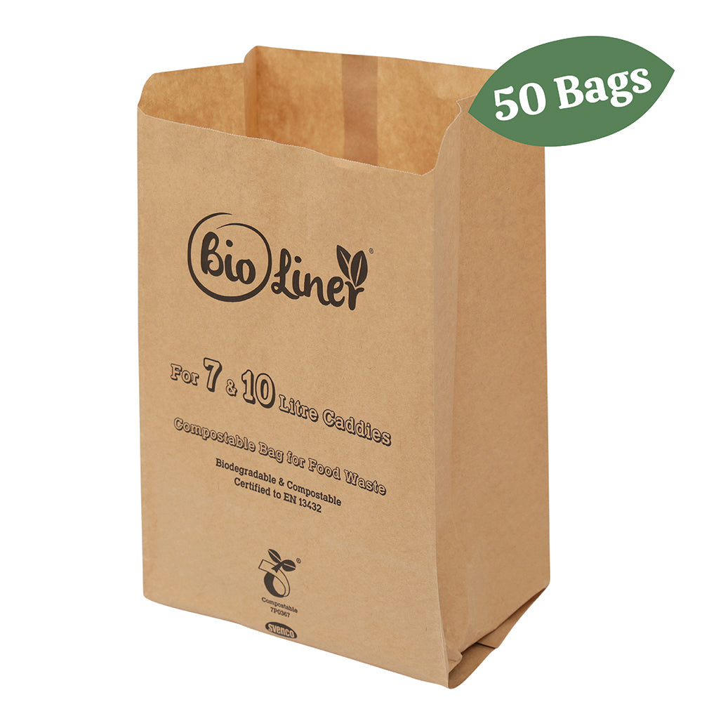 7/10L Paper Compostable Caddy Liners (Medium) - Pack of 50